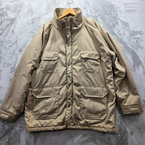 Woolrich Jacket Mens XL Tan Insulated Field Plaid Wool Lined Made in USA 33801